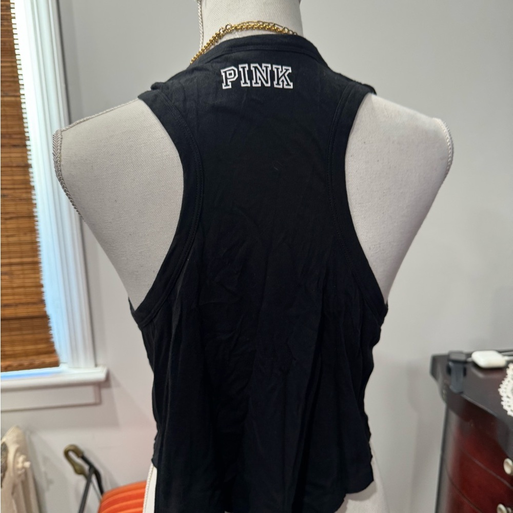 Black Graphic Tank Top with Stripes - Picture 4 of 5